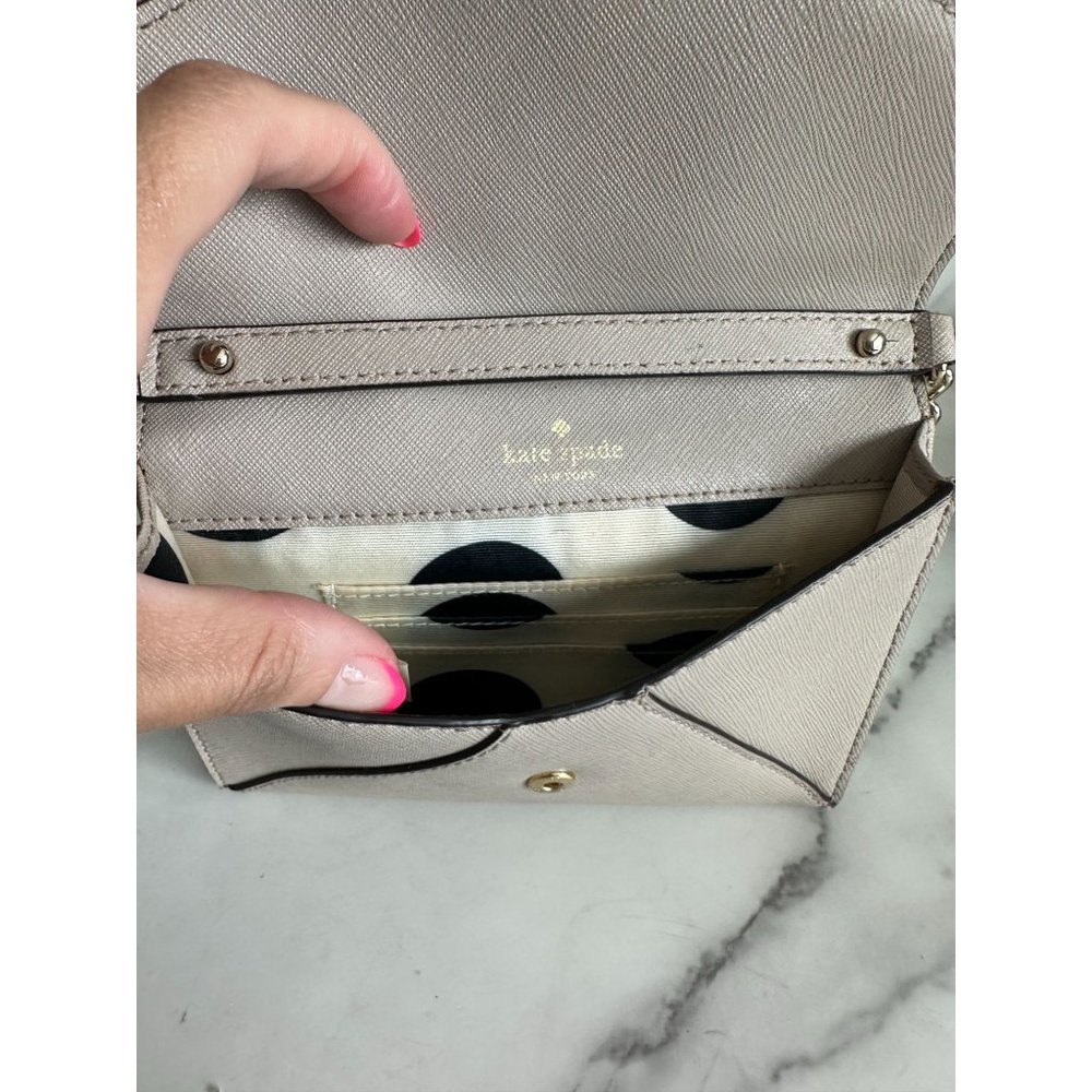 KATE SPADE Taupe Saffiano Leather Chain Crossbody Bag - Picture 5 of 5
